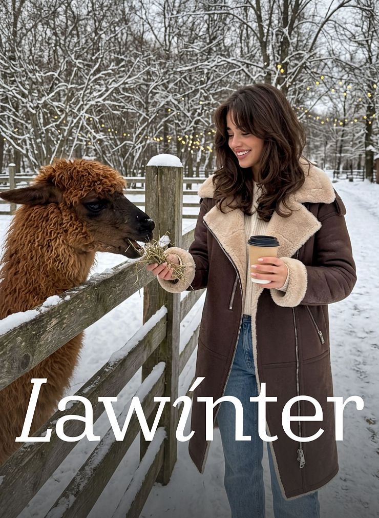 Дубленка женская зимняя LAWINTER, коричневая, модель 34253