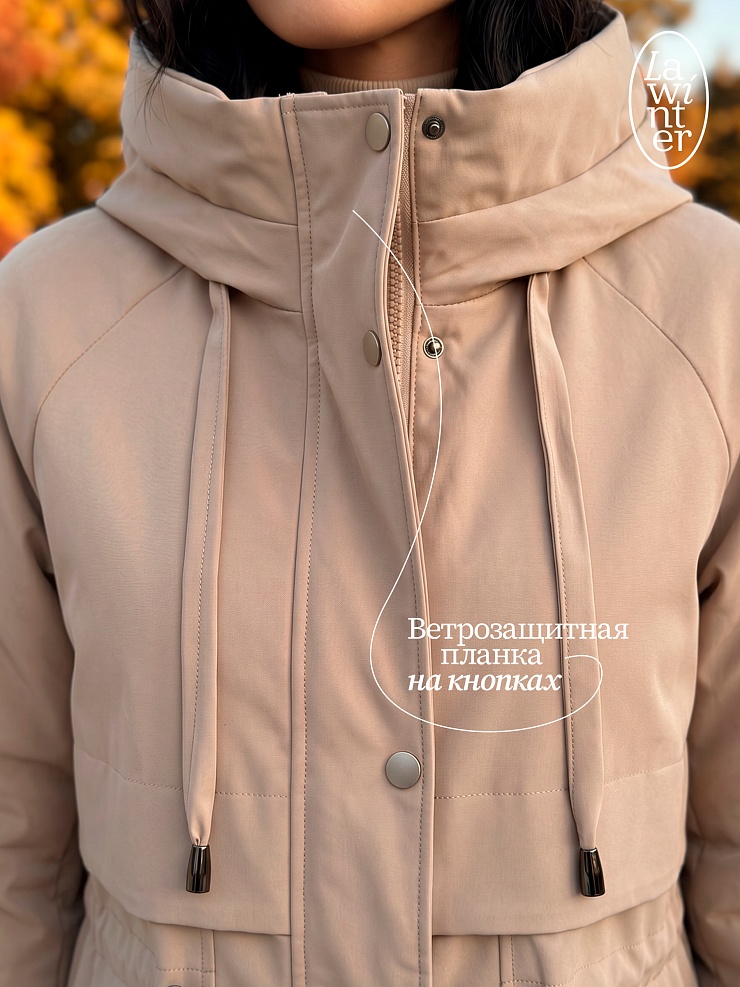 Пальто женское демисезонное LAWINTER, хаки, модель 83155