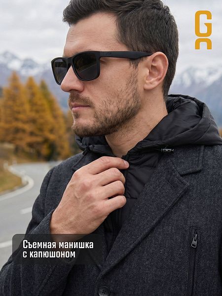 Пальто мужское демисезонное GRIZMAN, черно-серое, модель 74619