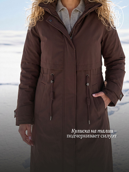 Парка женская зимняя LAWINTER, коричневая, модель 83726