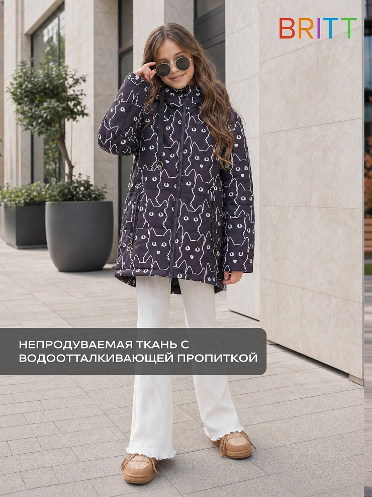 Куртка для девочки демисезонная BRITT, черно-белая, модель 63751