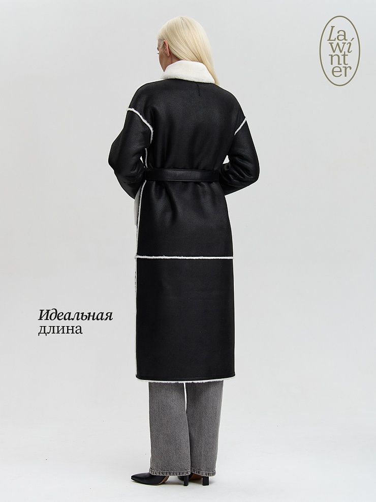 Дубленка женская зимняя LAWINTER, черная, модель 34419