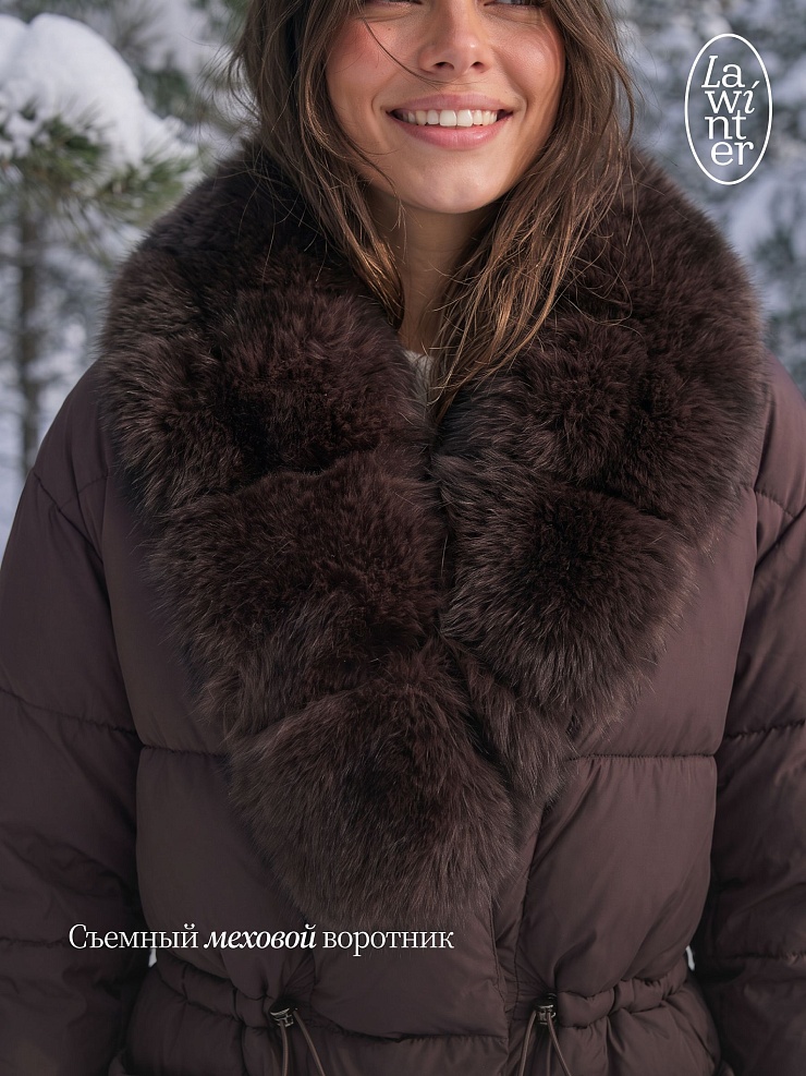 Куртка женская зимняя LAWINTER, коричневая, модель 86385