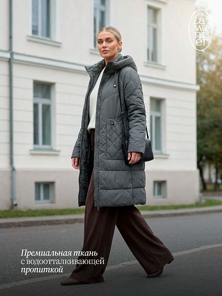 Пальто женское демисезонное LAWINTER, зеленое, модель 84844