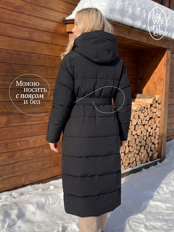 Пуховик женский зимний LAWINTER, черный, модель 83451