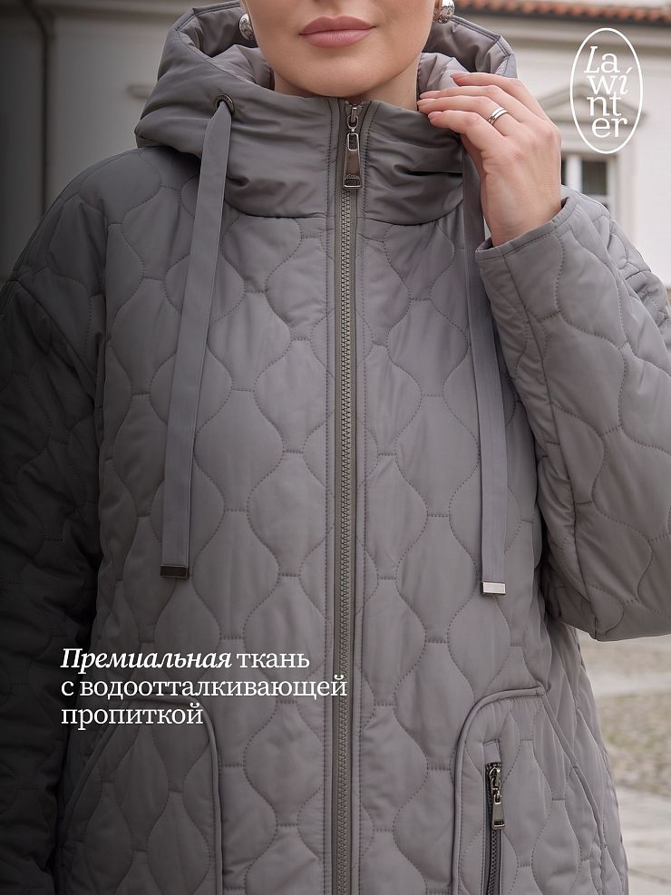 Куртка женская демисезонная LAWINTER, серо-зеленая, модель 83594
