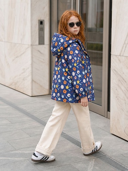 Куртка для девочки демисезонная BRITT, сине-оранжевая, модель 64412
