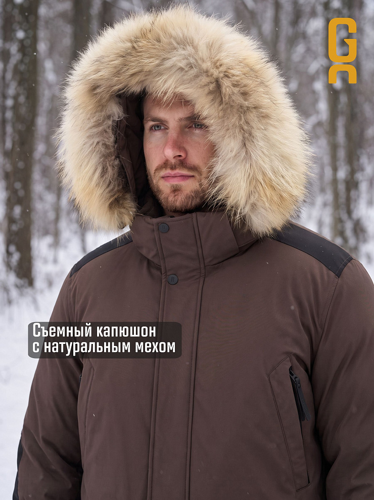 Парка мужская зимняя GRIZMAN, коричневая, модель 76894