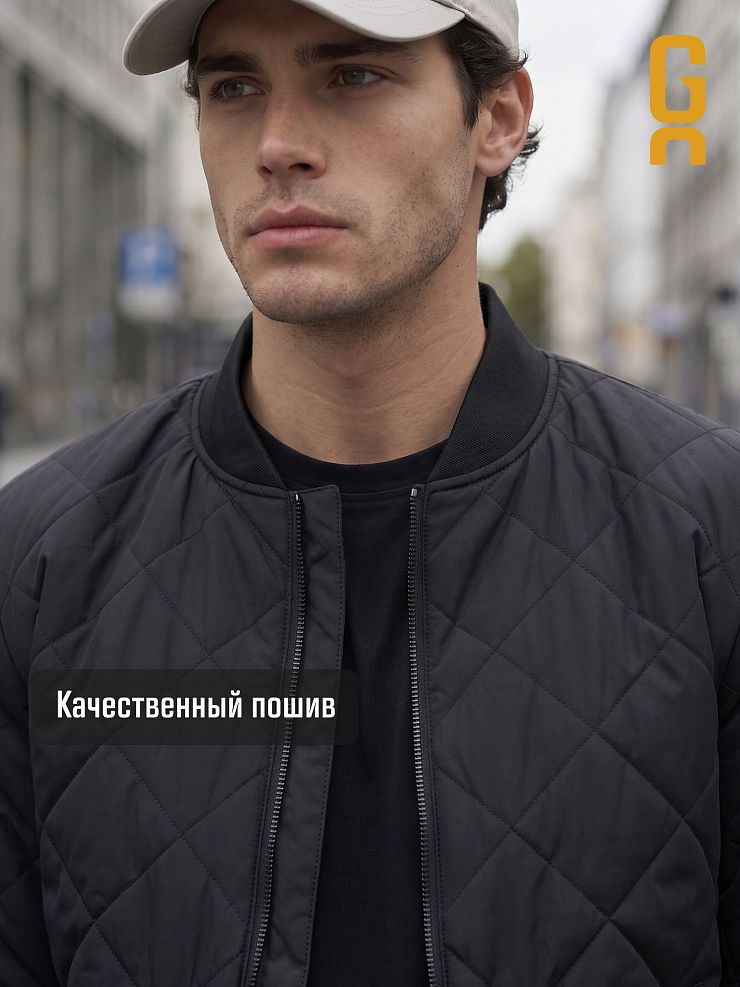 Бомбер мужской демисезонный GRIZMAN, черный, модель 72509