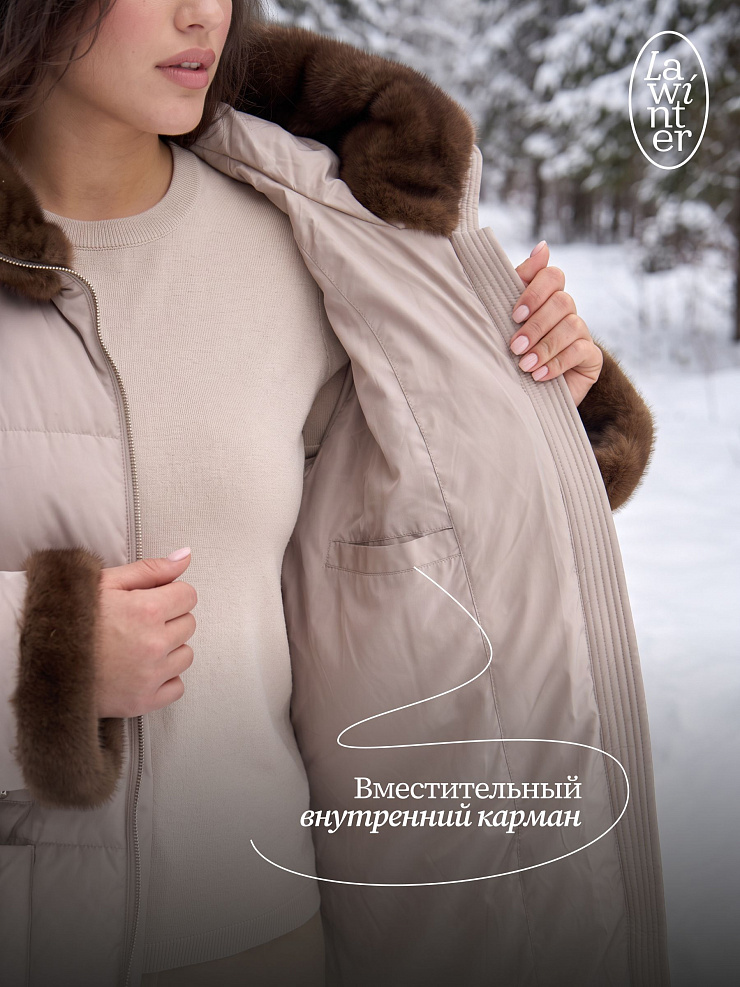 Куртка женская зимняя LAWINTER, светло-серая, модель 85136