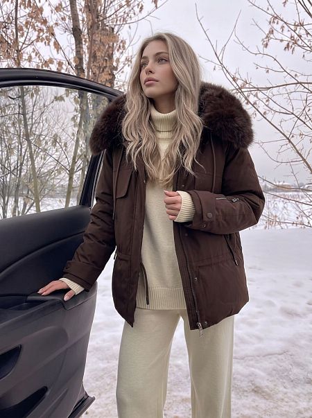 Куртка женская зимняя LAWINTER, коричневая, модель 86261