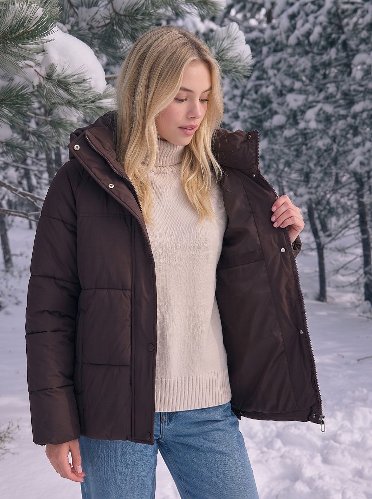 Куртка женская зимняя LAWINTER, коричневая, модель 85316