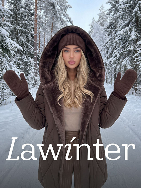 Куртка женская зимняя LAWINTER, коричневая, модель 84131