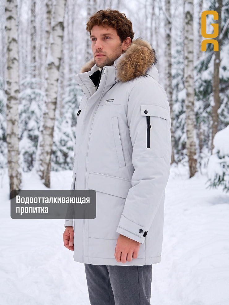 Парка мужская зимняя GRIZMAN, светло-серая, модель 73594
