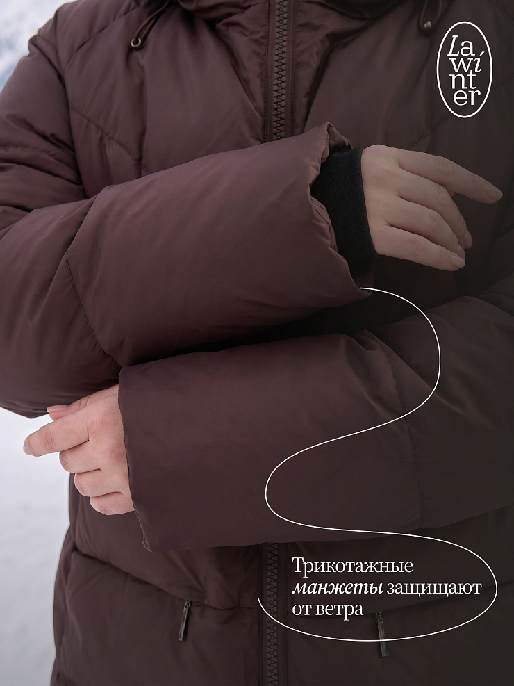 Куртка женская зимняя LAWINTER, коричневая, модель 86233
