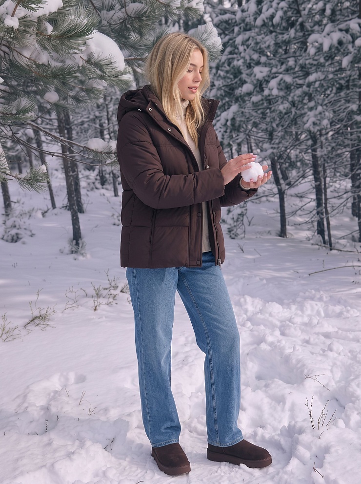 Куртка женская зимняя LAWINTER, коричневая, модель 85316