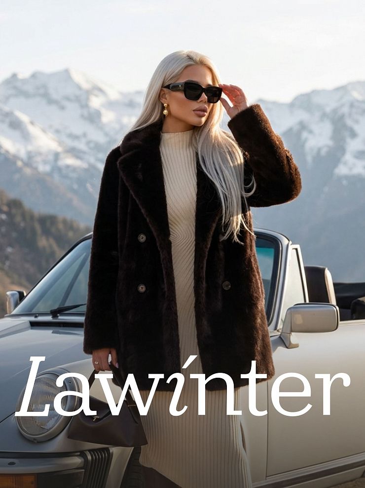Шуба женская зимняя LAWINTER, коричневая, модель 55820