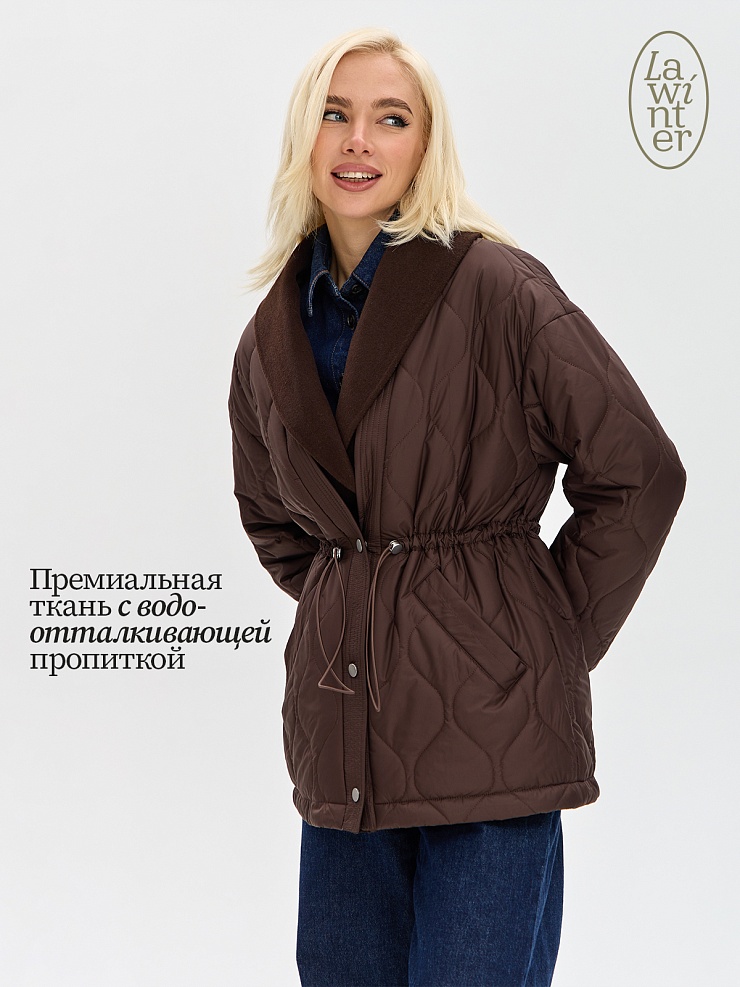 Куртка женская демисезонная LAWINTER, коричневая, модель 84738