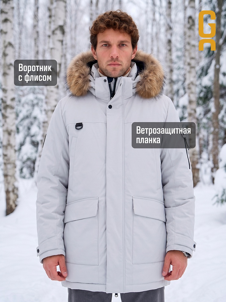 Парка мужская зимняя GRIZMAN, светло-серая, модель 73594