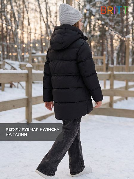 Куртка для девочки зимняя BRITT, черная, модель 65394