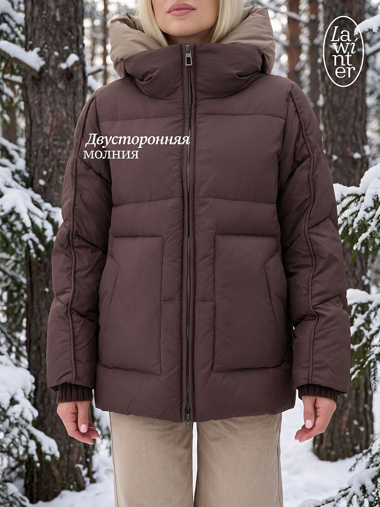 Куртка женская зимняя LAWINTER, коричневая, модель 86538
