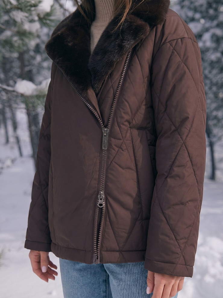 Куртка женская зимняя LAWINTER, коричневая, модель 86759