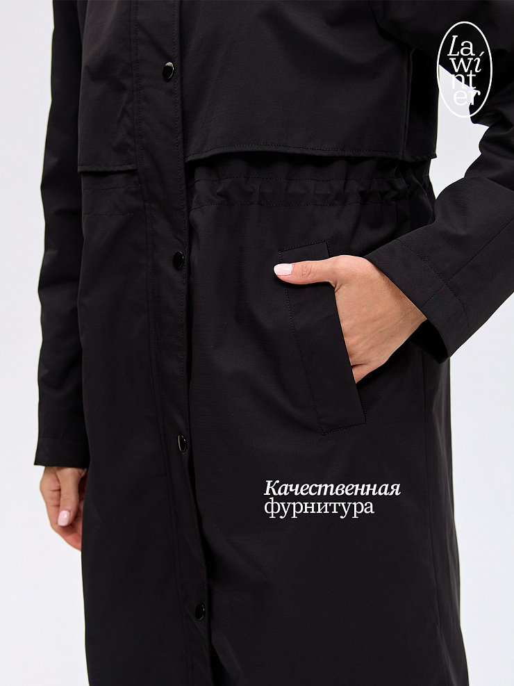 Плащ женский осенний LAWINTER, черный, модель 83967