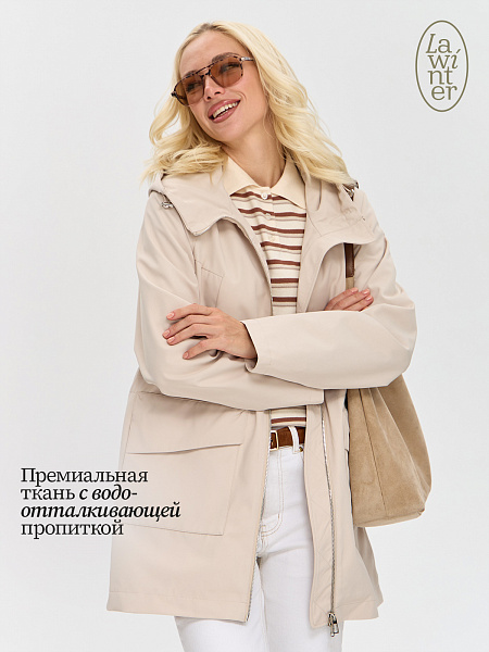Куртка женская осенняя LAWINTER, бежевая, модель 8434