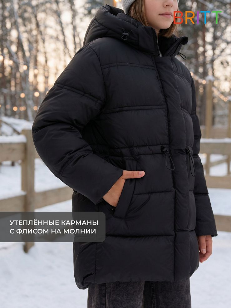 Куртка для девочки зимняя BRITT, черная, модель 65394
