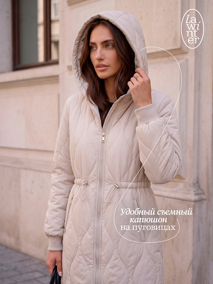 Пальто женское демисезонное LAWINTER, светло-серое, модель 83885