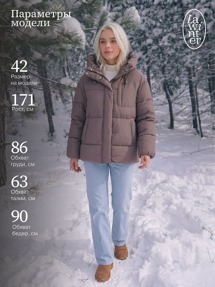 Куртка женская зимняя LAWINTER, коричневая, модель 84687