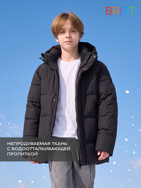 Куртка для мальчика зимняя BRITT, черная, модель 66597