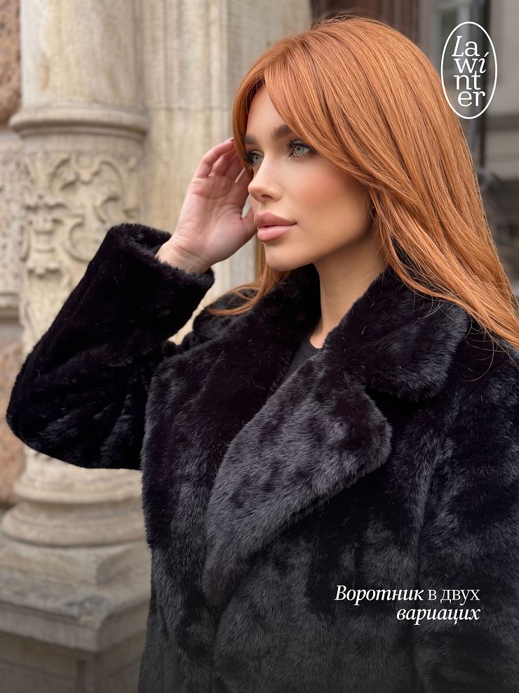 Шуба женская зимняя LAWINTER, черная, модель 56412