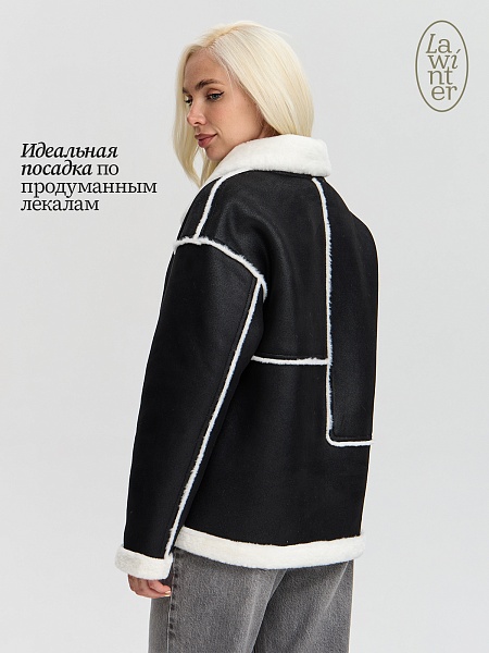 Дубленка женская зимняя LAWINTER, черная, модель 34571