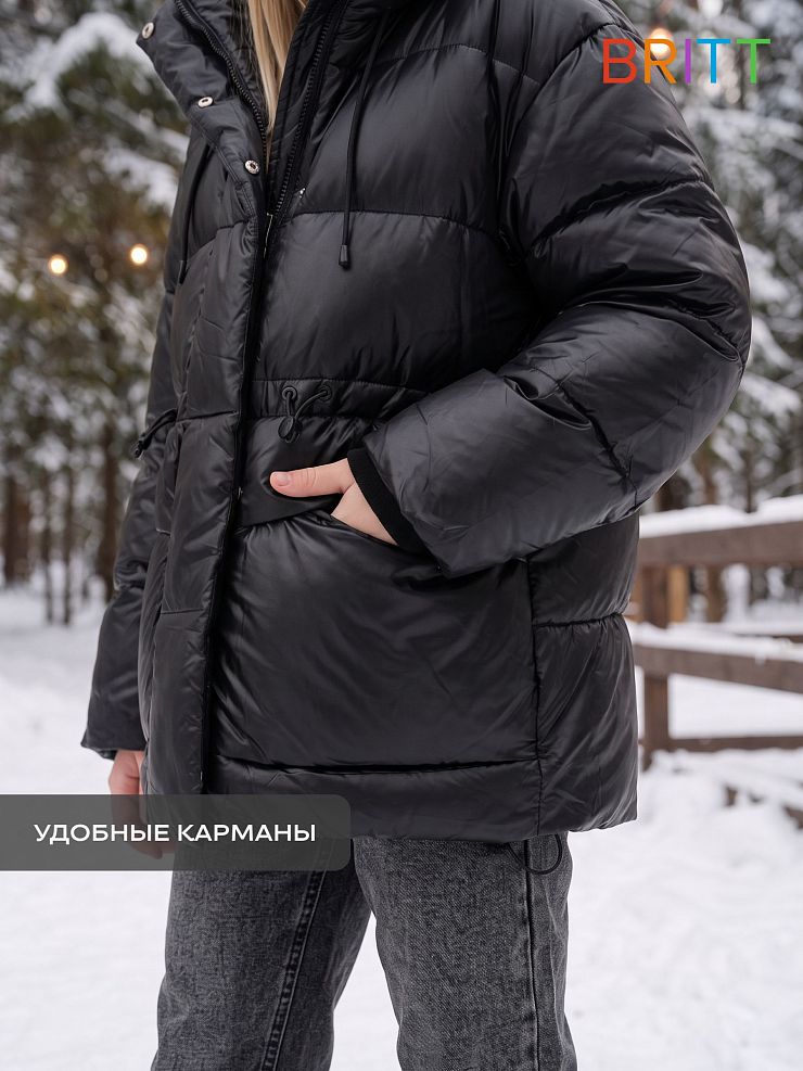 Куртка для девочки зимняя BRITT, черная, модель 66858