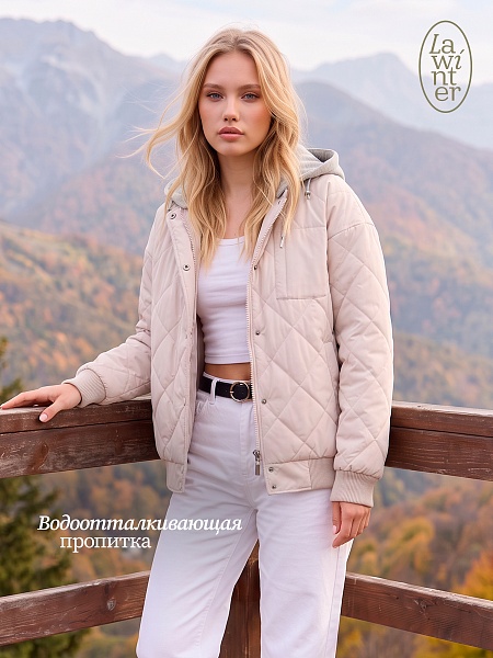 Бомбер женский демисезонный LAWINTER, светло-бежевый, модель 83635