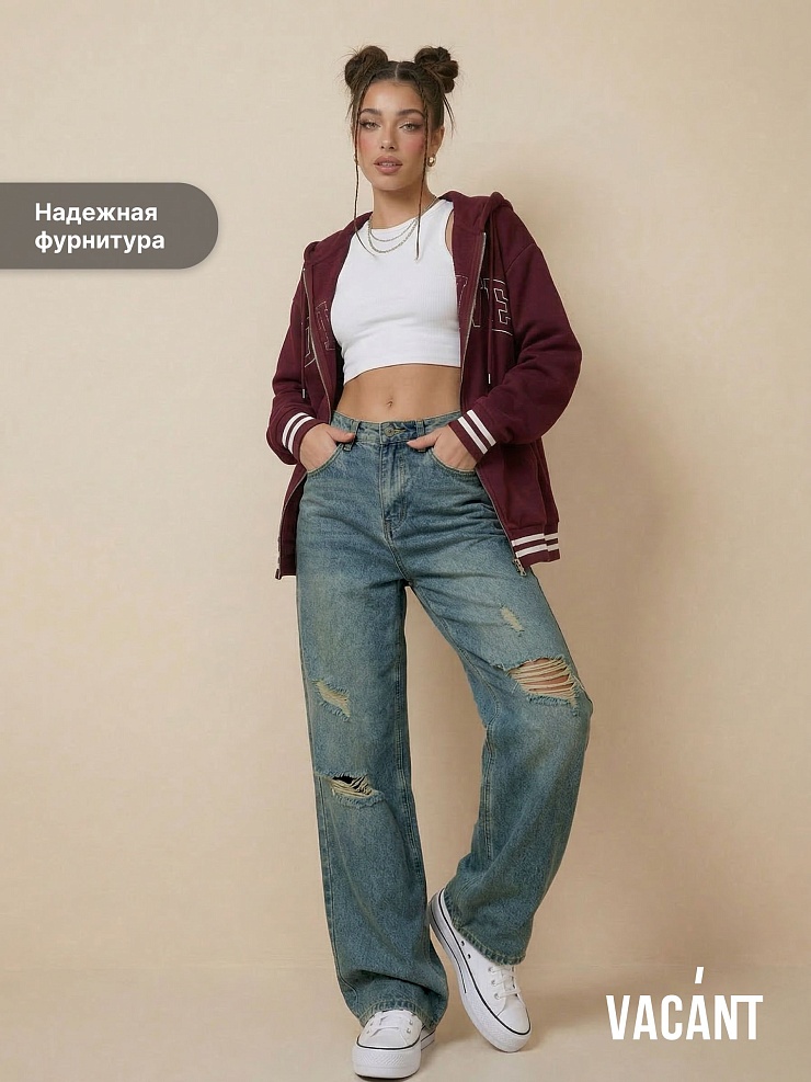 Джинсы для девочки осенние VACANT, синие, модель 104406