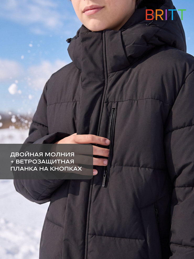 Куртка для мальчика зимняя BRITT, черная, модель 66597