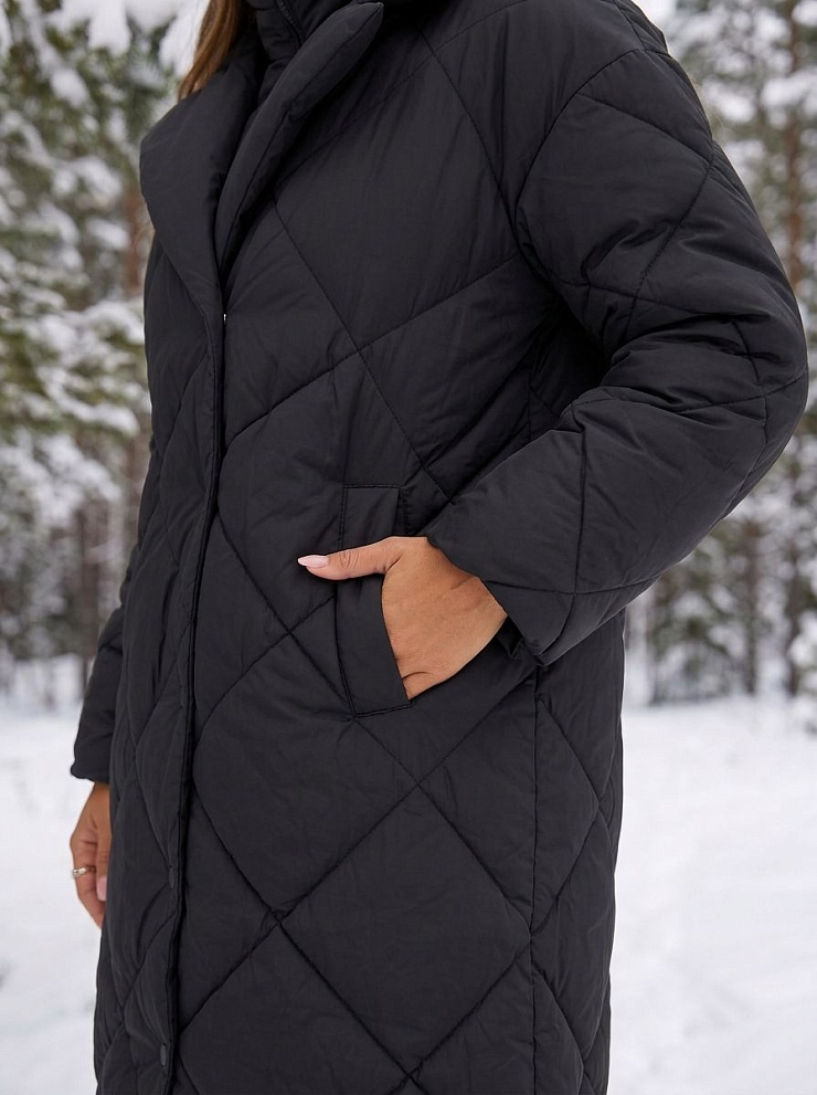 Пуховик женский зимний LAWINTER, черный, модель 85385