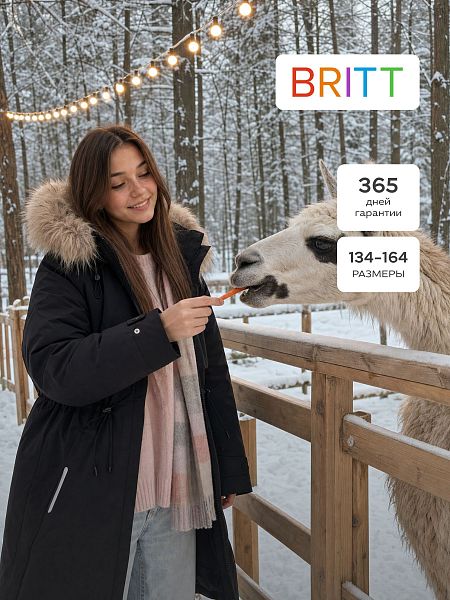 Куртка для девочки зимняя BRITT, черная, модель 66149