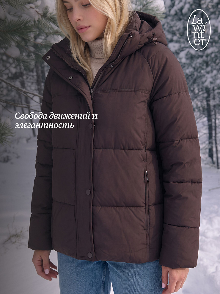 Куртка женская зимняя LAWINTER, коричневая, модель 85316