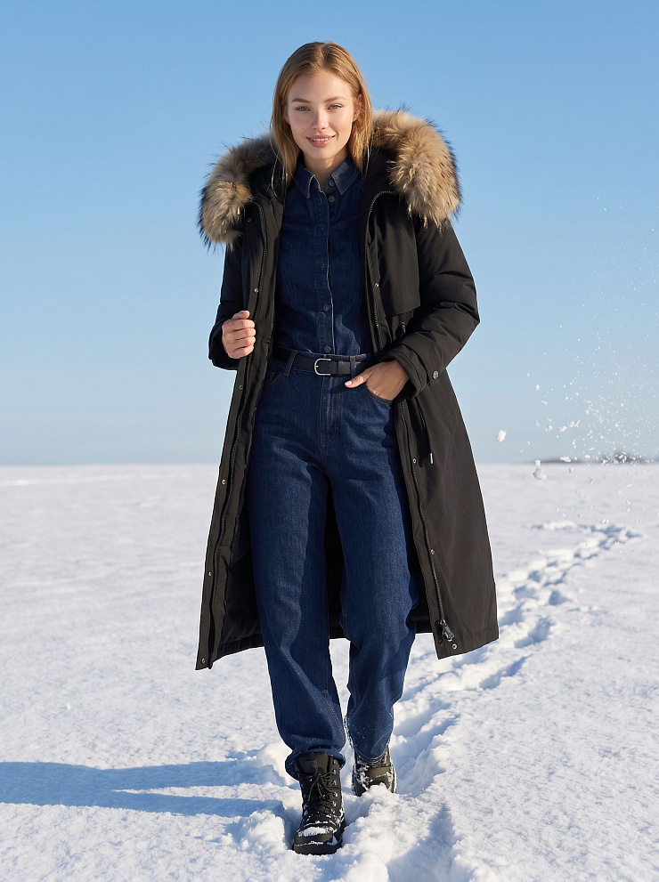 Парка женская зимняя LAWINTER, черная, модель 83726