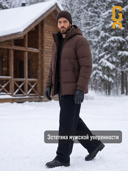 Куртка мужская зимняя GRIZMAN, коричневая, модель 72684