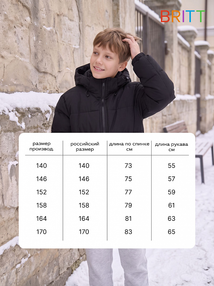 Куртка для мальчика зимняя BRITT, черная, модель 66473