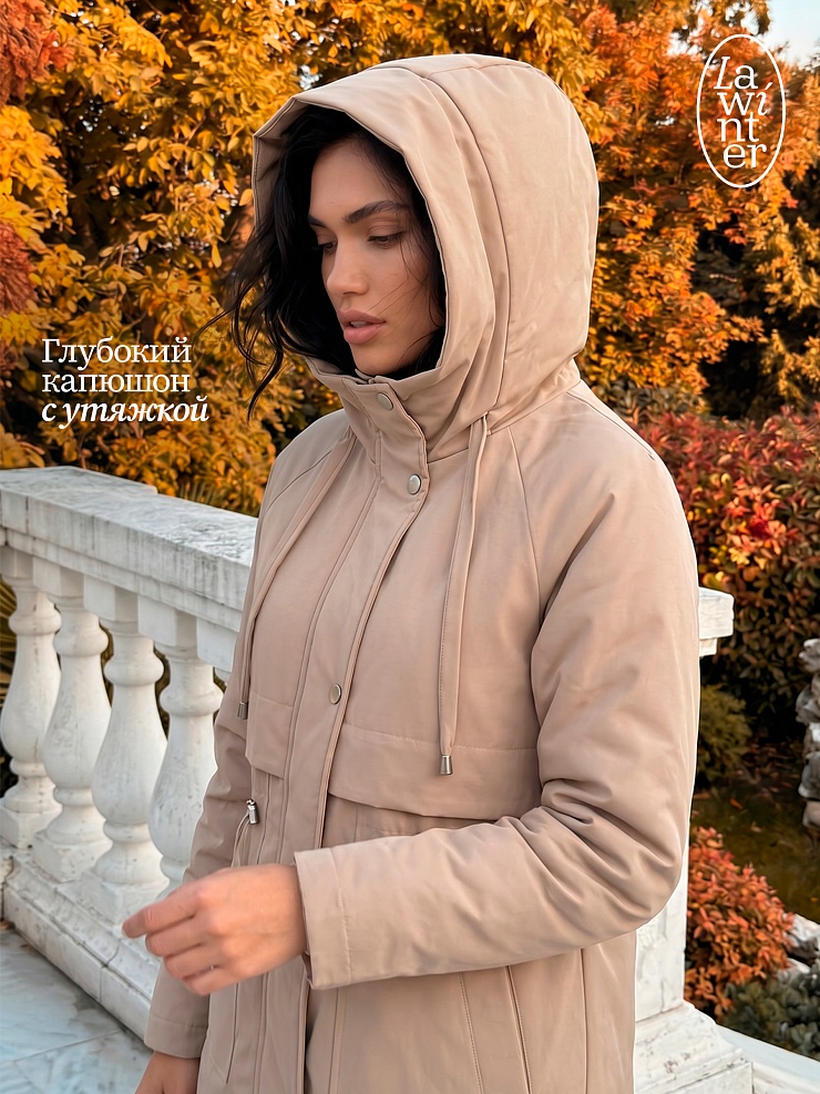Пальто женское демисезонное LAWINTER, хаки, модель 83155