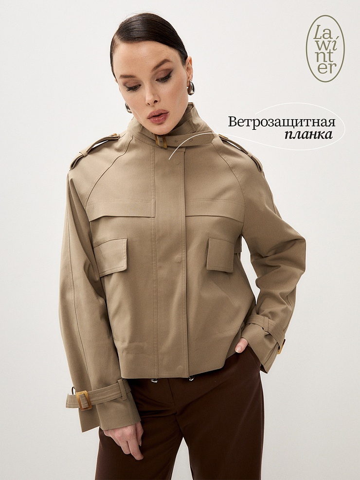 Плащ женский осенний LAWINTER, хаки, модель 83484