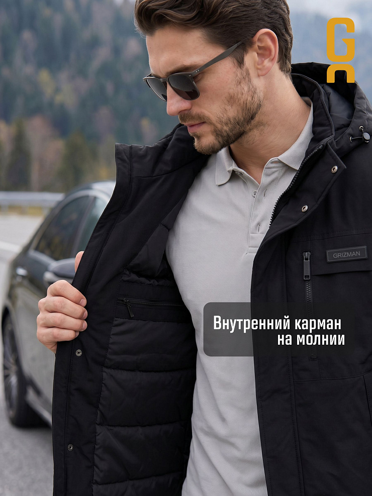 Куртка мужская демисезонная GRIZMAN, черная, модель 74919