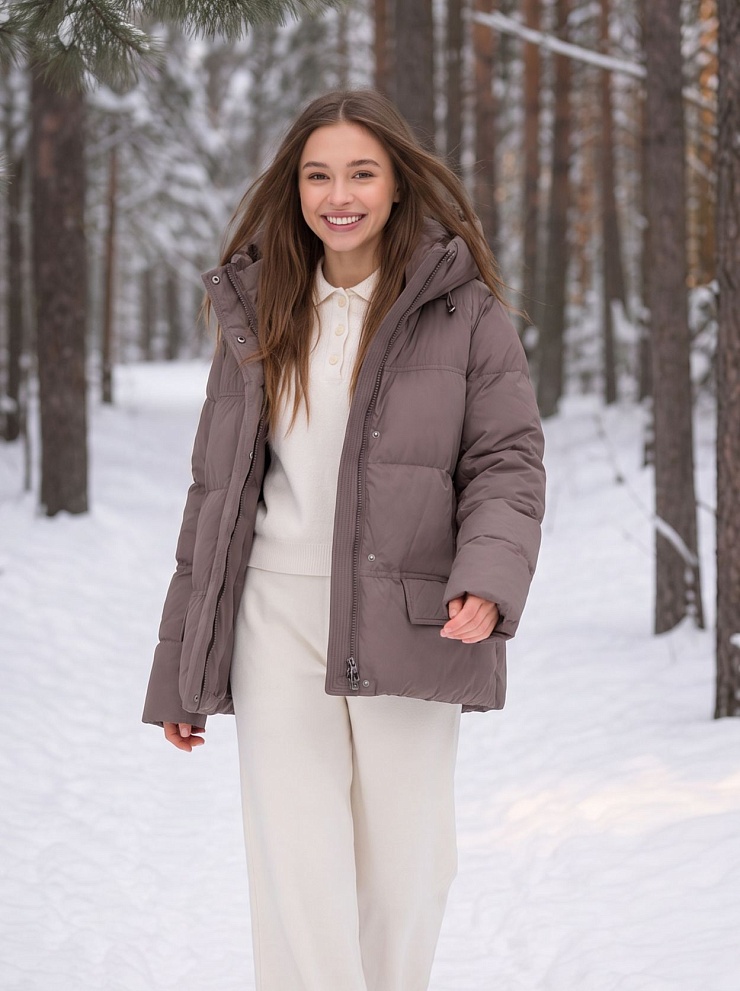 Куртка женская зимняя LAWINTER, коричневая, модель 85221