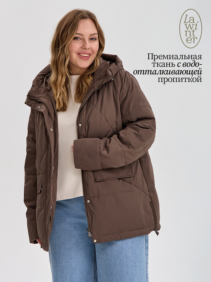 Куртка женская демисезонная LAWINTER, коричневая, модель 84623