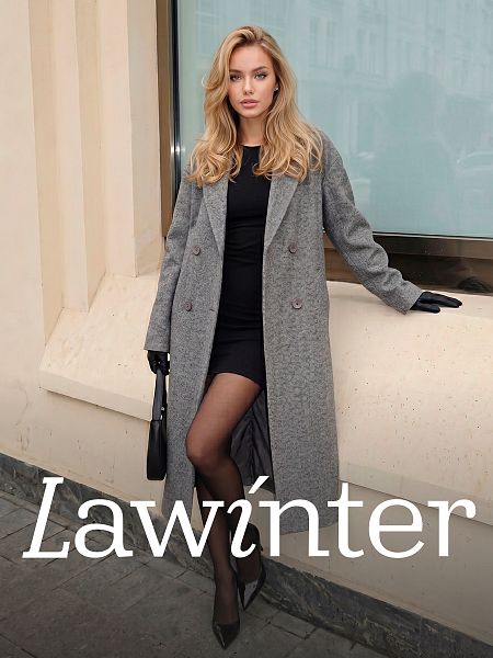 Пальто женское осеннее LAWINTER, темно-серое, модель 83891